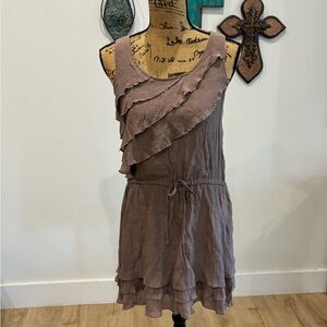 Ya Los Angeles sleeveless Ruffled Dress with beads in Mauve